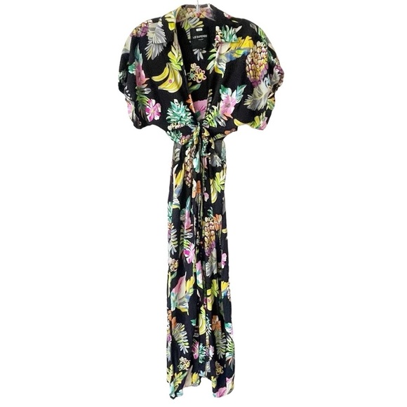 LE SUPERBE  Mai Tai Might I Dress in Black Tropi Cali Size 6 - Picture 3 of 11